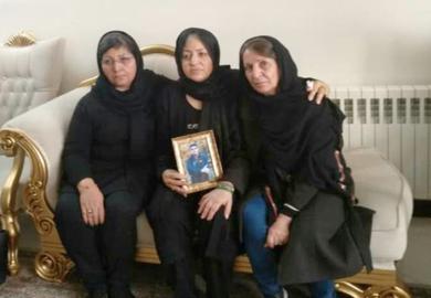 Pouya Bakhtiari's mother (middle) with two other mothers whose children were killed by security forces in November 2019