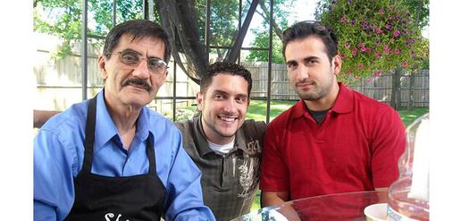 Amir with his father (left) and brother in-law Ramy (middle) at a family barbecue 