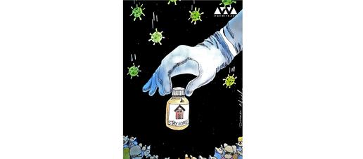 «دانا علی‌نژاد»، نقاش، کارتونیست و معلم مقیم امریکا کارتون‌هایی را با مضمون «کرونا و فداکاری‌های کادر درمان» تصویرسازی کرده است.