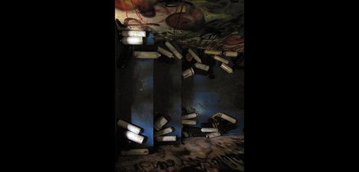 Remainder of material used to create the Black Hand exhibition.