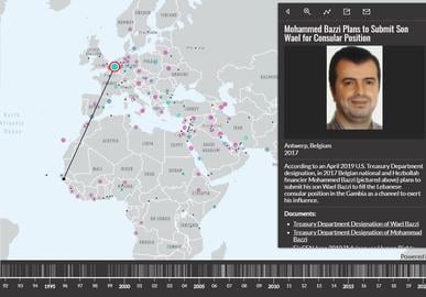 The map highlights hundreds of discreet and arguably under-reported incidents in Hezbollah’s international activities