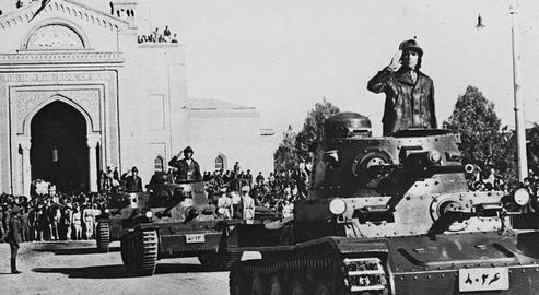 An Iranian military parade celebrates the withdrawal of Soviet forces from Azerbaijan