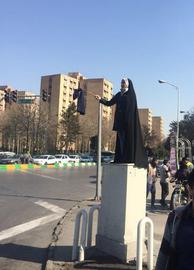 This woman in Mashhad joined the protest against mandatory hijab. Even though she chooses to cover her head, she does not believe the practice should be mandatory for all women