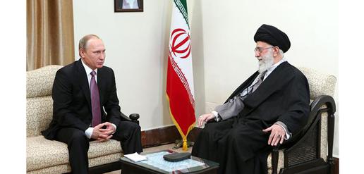 Russian President Vladimir Putin with Ayatollah Seyyed Ali Khamenei in Tehran on November 23, 2015.