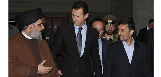 Hezbollah leader Hassan Nasrallah, Syrian President Bashar al-Assad and Iranian President Mahmoud Ahmadinejad