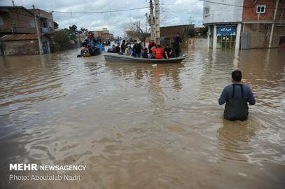 In many flooded towns and areas, boats are the only means of transportation
