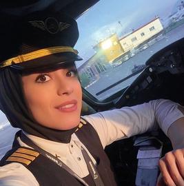 Neshat Jahandar, a female Iranian pilot who has recently completed her final training to become a captain, was praised by Iranians on social media sites
