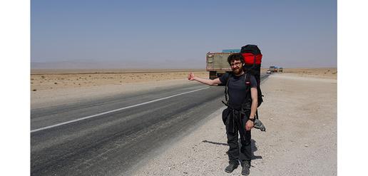 Jon hithhiking out of Tabas