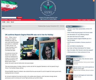 One section of the Iranian judiciary's website says the foreign secretary's comments prove Zaghari-Ratcliffe was not on holiday in Iran at the time of her arrest