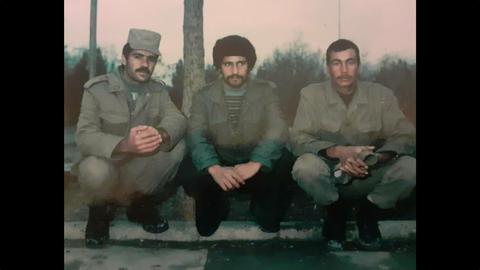Yousef Ilkhichi Moghaddam (center) with two of his fellow soldiers
