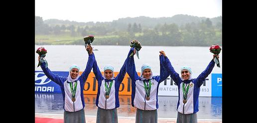 Iran's female rowing team win third place at Asian Games