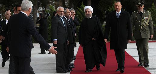 استقبال رسمی «الهام علی اف» رییس جمهور آذربایجان از حسن روحانی در باکو