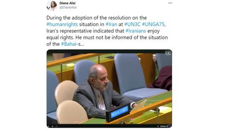 Diane Ala’i, representante internacional de la comunidad Baha’i ante la ONU condenó con dureza las violaciones a los DD.HH en Irán