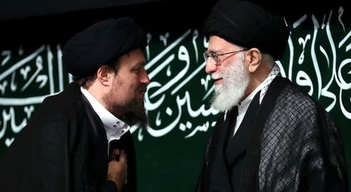 Ayatollah Khomeini’s grandson Hassan with the Supreme Leader Ali Khamenei