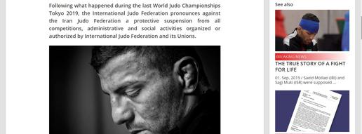 The International Judo Federation posted a photo of Saeed Mollaei on its site