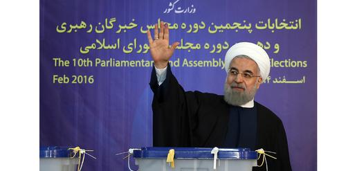 Iranian president Hassan Rouhani casts his ballot 