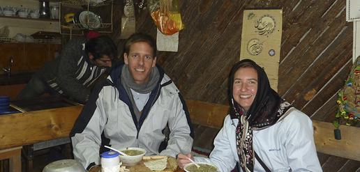 Traditional Iranian soup in mountains