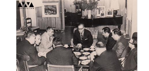 ملا مصطفی بارزانی با ابا ایبان، وزیر خارجه، و ژنرال معیر آمیت، رییس موساد، 1968