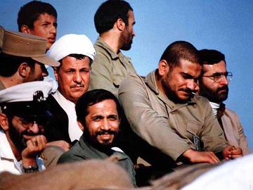Rafsanjani with Iran's military commanders. Rafsanjani led military operations against Iraq.
