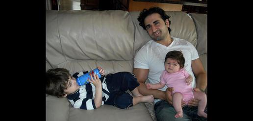 Amir with his niece and nephew
