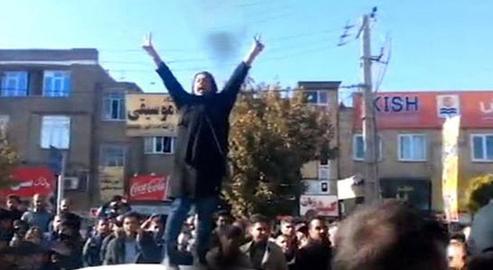 Fatemeh Davand was captured on video in the November 2019 protests, chanting and encouraging the demonstrators with her hands held high in a gesture of victory