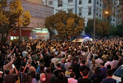 Crowds gathered outside Tehran's Jam Hospital last night to pay their respects to the much-loved Persian maestro