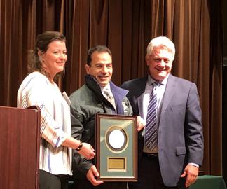 Reza Abedi being inducted into the National Wrestling Hall of Fame in May 2018