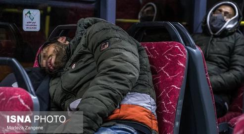 Bedding Down on Buses in Tehran