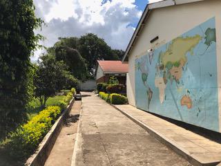 A mural map of the world at Bambinos School