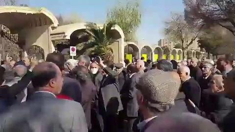 Protest rally by retired steelworkers in Isfahan