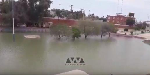سیل خوزستان؛ بلوار ساحلی زیر آب است