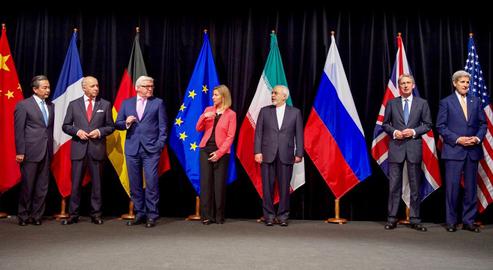 Russian Foreign Minister Sergey Lavrov is absent from the foreign ministers' group photographs after the JCPOA was signed
