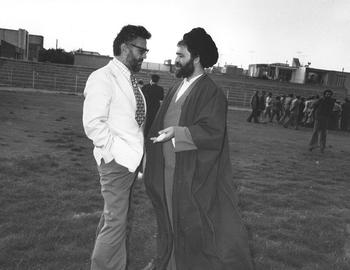 Yazdi with Khomeini's son, Ahmad