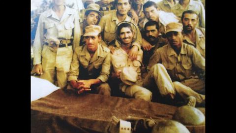 Farhang Shah Bahrami among his fellow draftees during military training