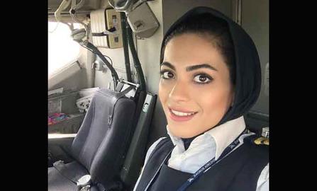 Pilot Neshat Jahandari. According to religious extremists, she can captain a plane over Iranian skies, but she can't ride a bicycle