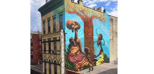 The ancient baobab tree of knowledge in New York City by Brazilian artist Alexandre Keto