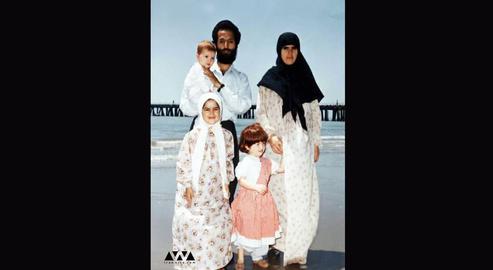 With wife Naser Sobhani Jeeran Alimoradi and their children during their underground life in Bandar Abbas