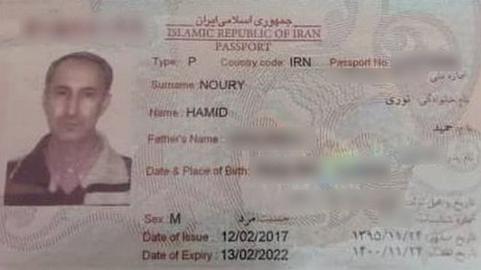 Hamid Nouri’s passport. Nouri was arrested in Sweden after a private plantiff lodged a legal complaint against him