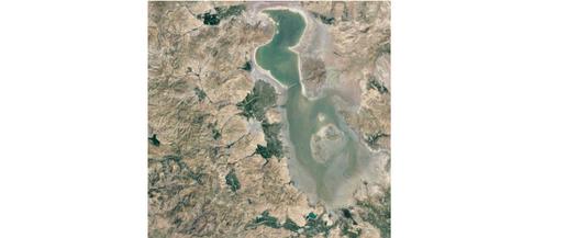 The same lake, pictured here in 2021, has lost 85 percent of its volume in 20 years, with catastrophic consequences for wildlife and local livelihoods