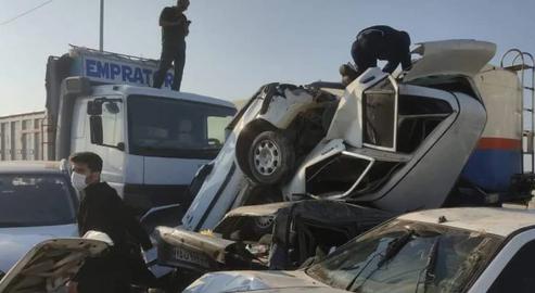 Five people were killed and 41 more injured a car crash and massive pile-up on the road from Behbahan to Ramhormoz, Khuzestan, on Monday this week