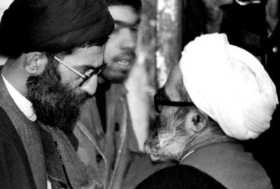 Khamenei with Ayatollah Hossein-Ali Montazeri, who was once expected to succeed Khomeini