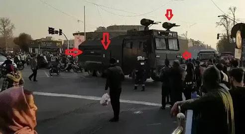 A heavy water cannon vehicle used by the Iranian riot police