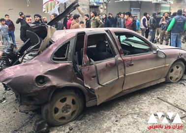 بالصور : آثار الدمار الذي خلفه انفجار سيارة مفخخة في مدينة اعزاز السورية