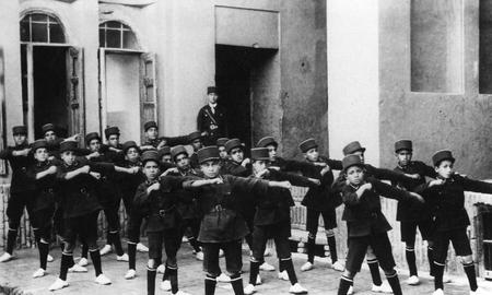 Boys’ gym class in AIU's Yazd school, 1931. Courtesy of the Library of the AIU (Paris)