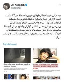 واکنش «علی‌علیزاده»، فعال سیاسی حامی جمهوری اسلامی